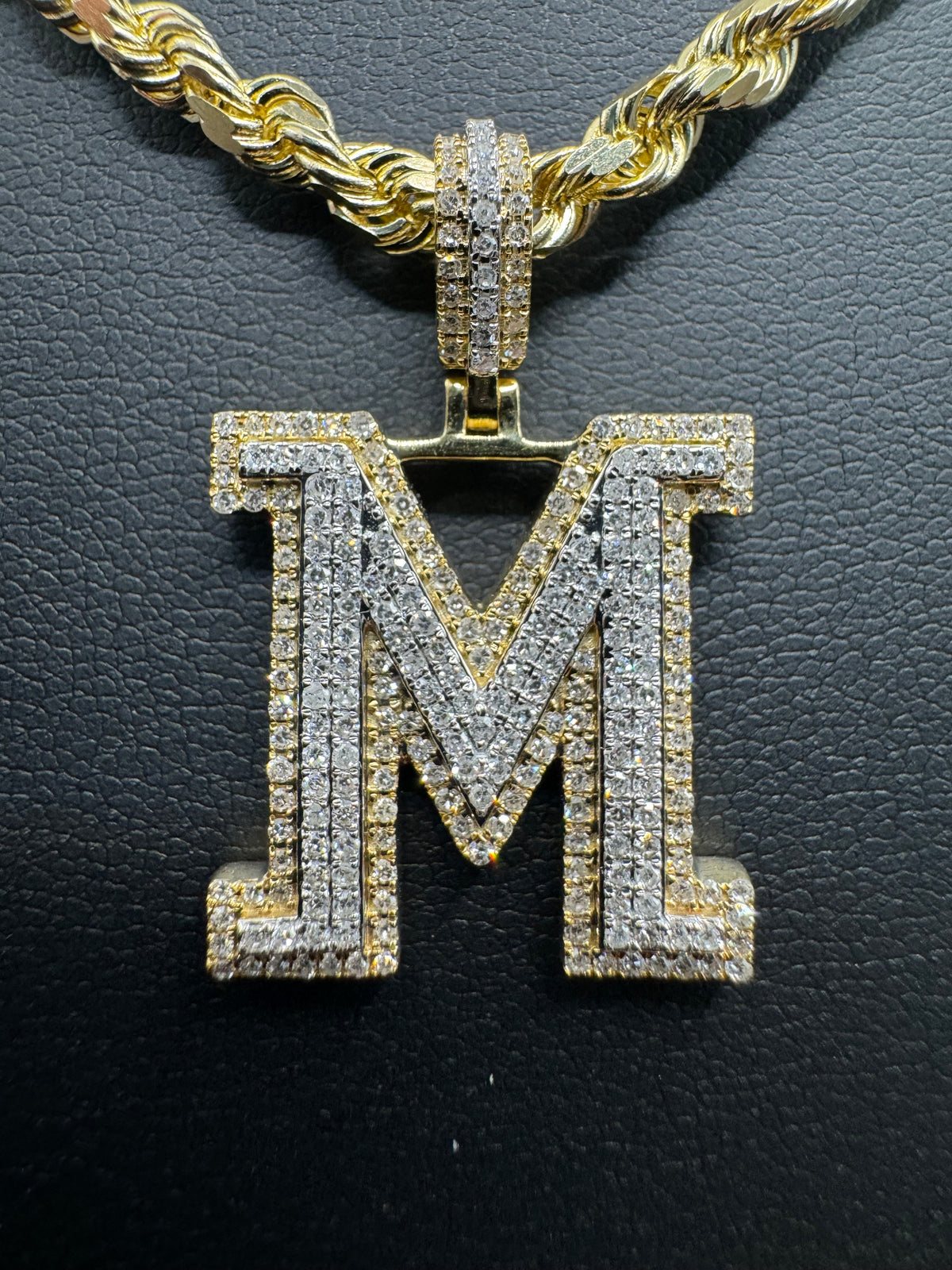 Initial diamond M pendant