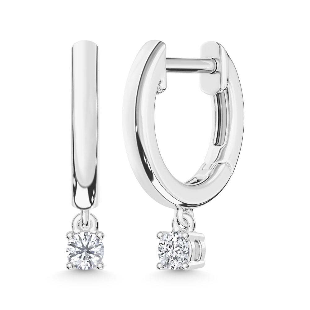 10K White Gold Lab Grown Diamond 1/6 Ct.Tw.Hoop Earrings
