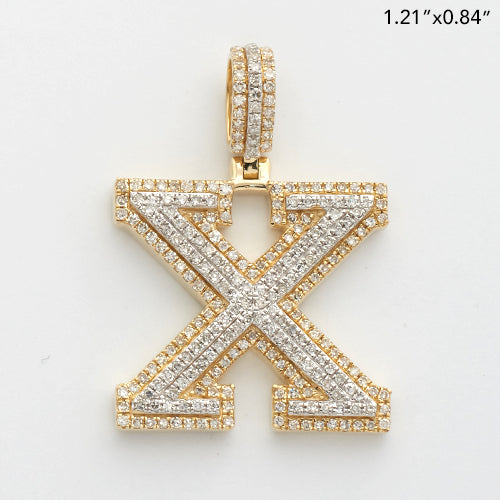 10KY+W 0.80CTW ROUND DIAMOND INITIAL PENDANT -