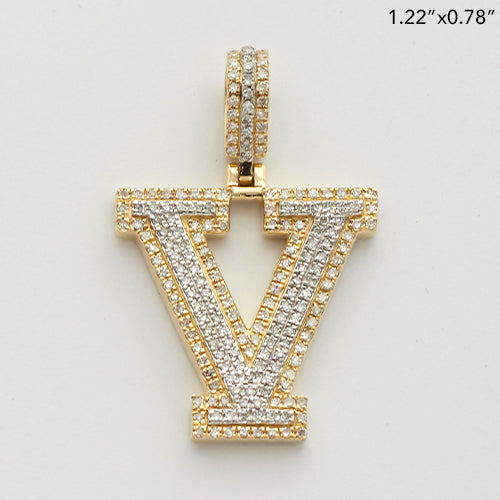 10KY+W 0.60CTW ROUND DIAMOND INITIAL PENDANT -