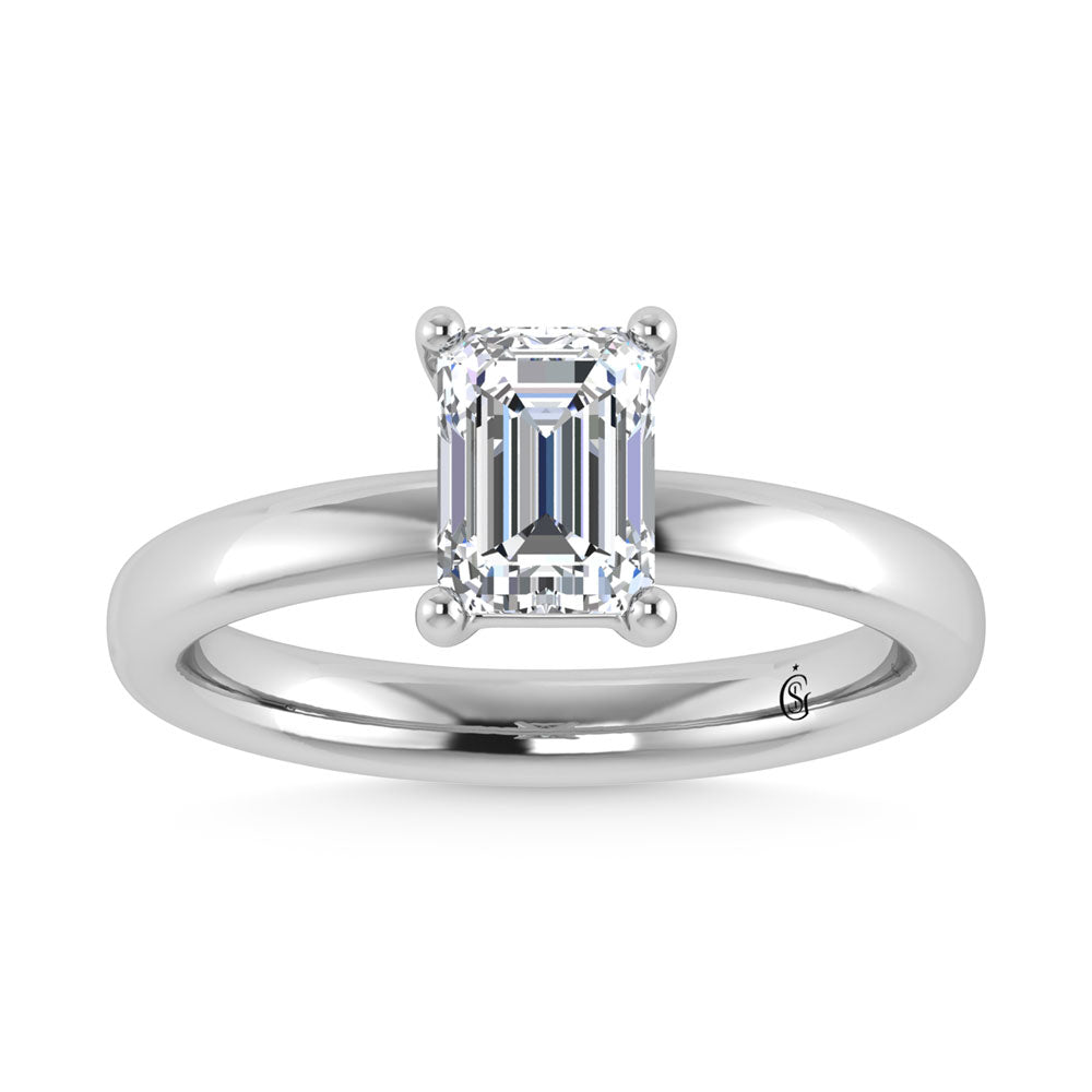 14K White Gold Lab Grown Diamond 4 Ct.Tw. IGI Certified Emerald Shape Solitaire (Available from 1CT to 7CT)