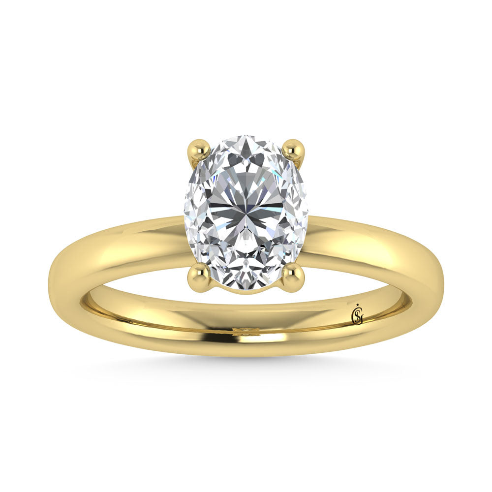 14K Yellow Gold Lab Grown Diamond 1 Ct.Tw. IGI Certified Oval Shape Solitaire (Available from 1CT to 7CT)