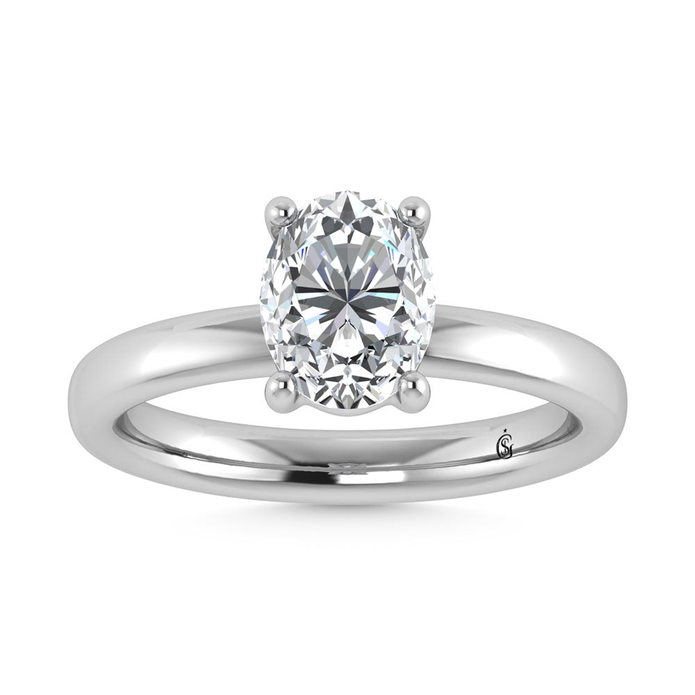 14K White Gold Lab Grown Diamond 3 Ct.Tw. IGI Certified Oval Shape Solitaire (Available from 1CT to 7CT)