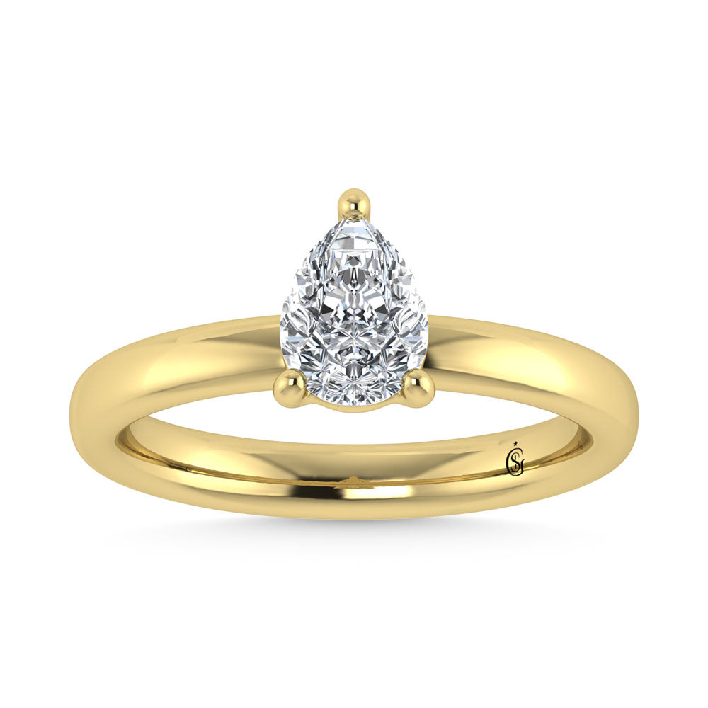 14K Yellow Gold Lab Grown Diamond 1 Ct.Tw. IGI Certified Pear Shape Solitaire (Available from 1CT to 7CT)
