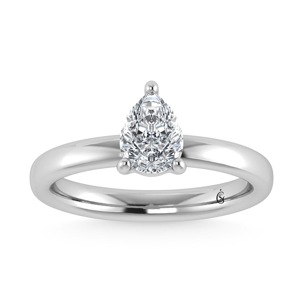 14K White Gold Lab Grown Diamond 3 Ct.Tw. IGI Certified Pear Shape Solitaire (Available from 1CT to 7CT)