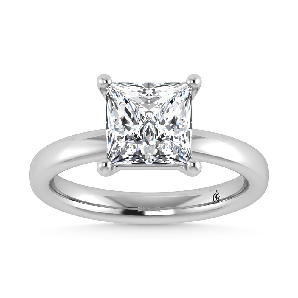 14K White Gold Lab Grown Diamond 2 Ct.Tw. IGI Certified Princess Shape Solitaire (Available from 1CT to 7CT)