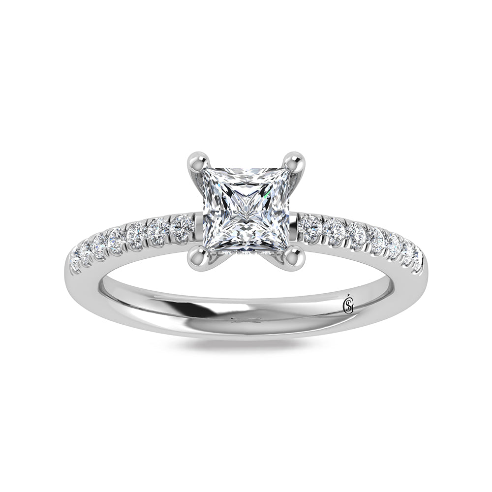 14K White Gold Princess Cut Lab Grown Diamond 1 3/4 ct.tw. Hidden Halo Engagement Ring