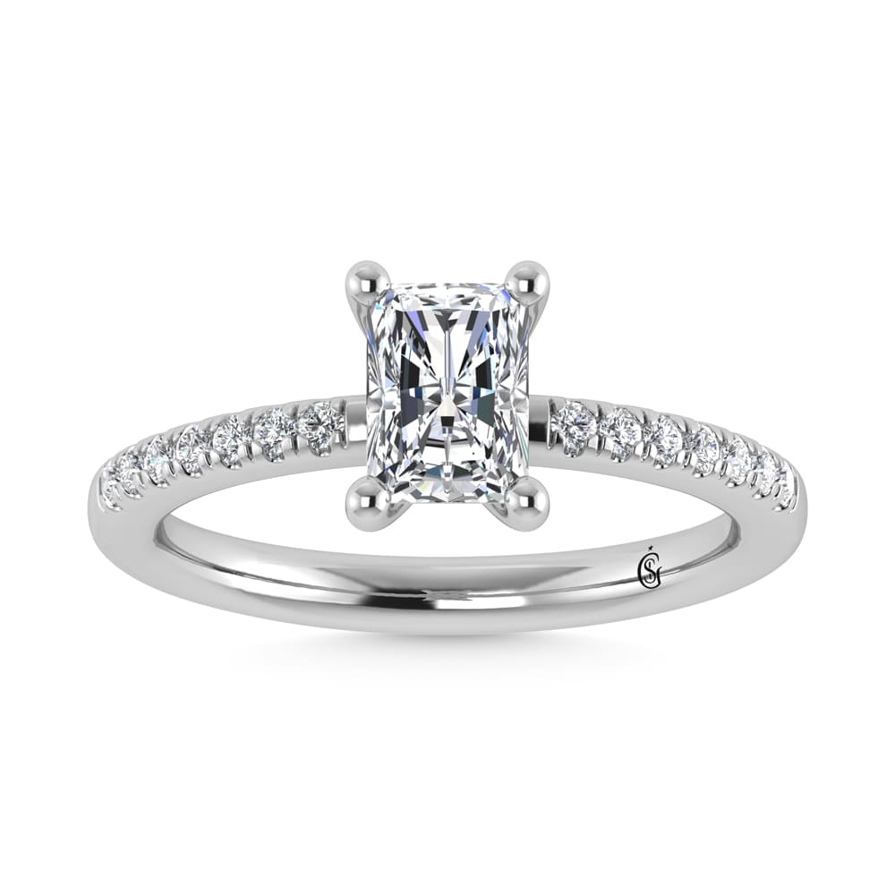 14K White Gold Lab Grown Diamond 1 3/4 Ct.Tw. IGI Certified Radiant Shape Hidden Halo Engagement Ring