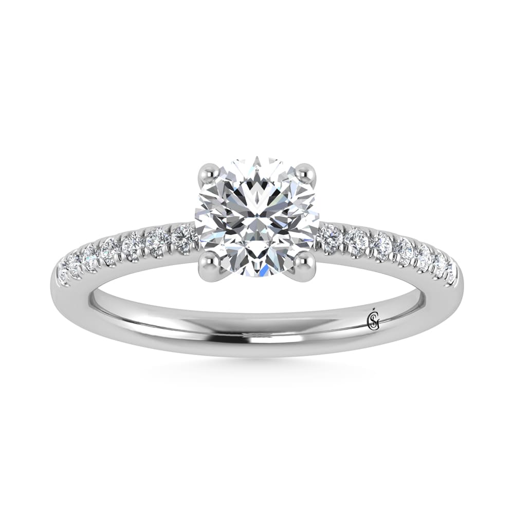 14K White Gold Lab Grown Diamond 1 1/5 Ct.Tw. IGI Certified Round Shape Hidden Halo Engagement Ring