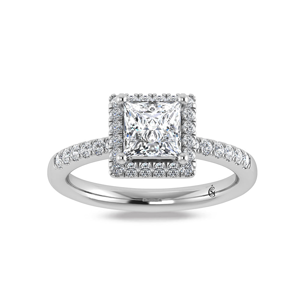 14K White Gold Princess Cut Lab Grown Diamond 4 3/8 ct.tw. Halo Engagement Ring