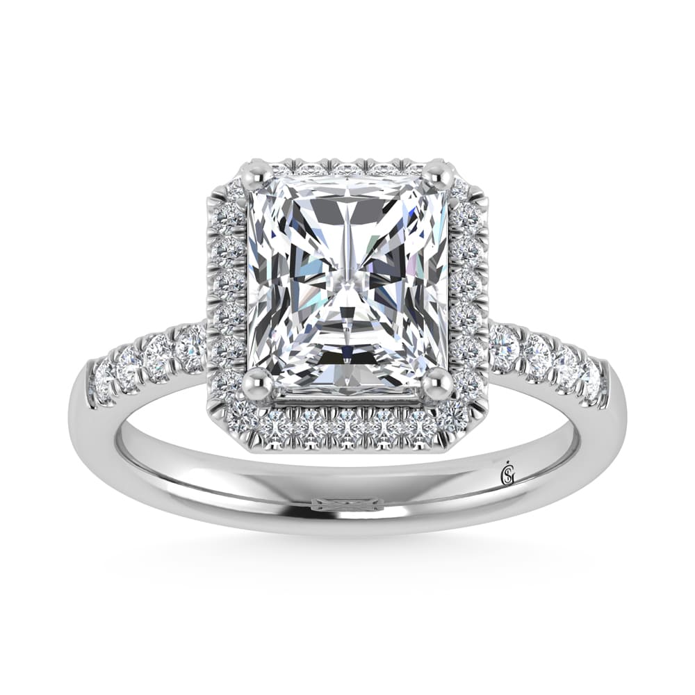 14K White Gold Lab Grown Diamond 3 1/3 Ct.Tw. Radiant Shape Halo Engagement Ring