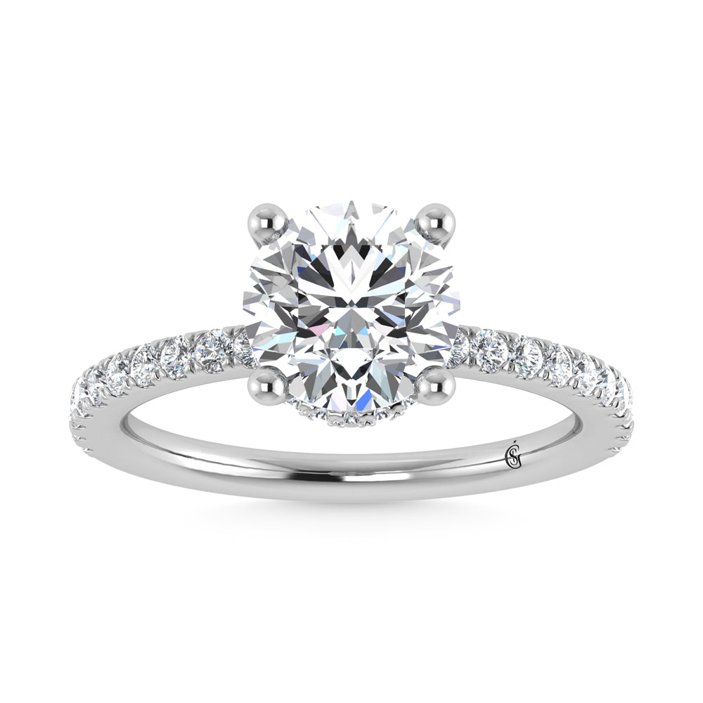 14K White Gold Lab Grown Diamond 4 1/2 Ct.Tw. Round Shape Halo IGI Certified Engagement Ring (Center 4ctw)