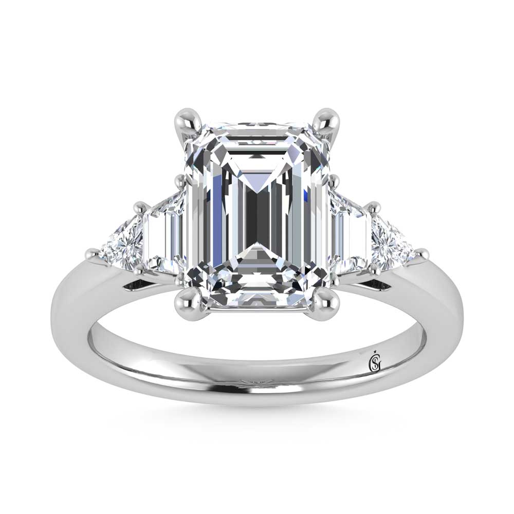 14K White Gold Lab Grown Diamond 3 5/8 Ct.Tw. Emerald Shape Engagement Ring