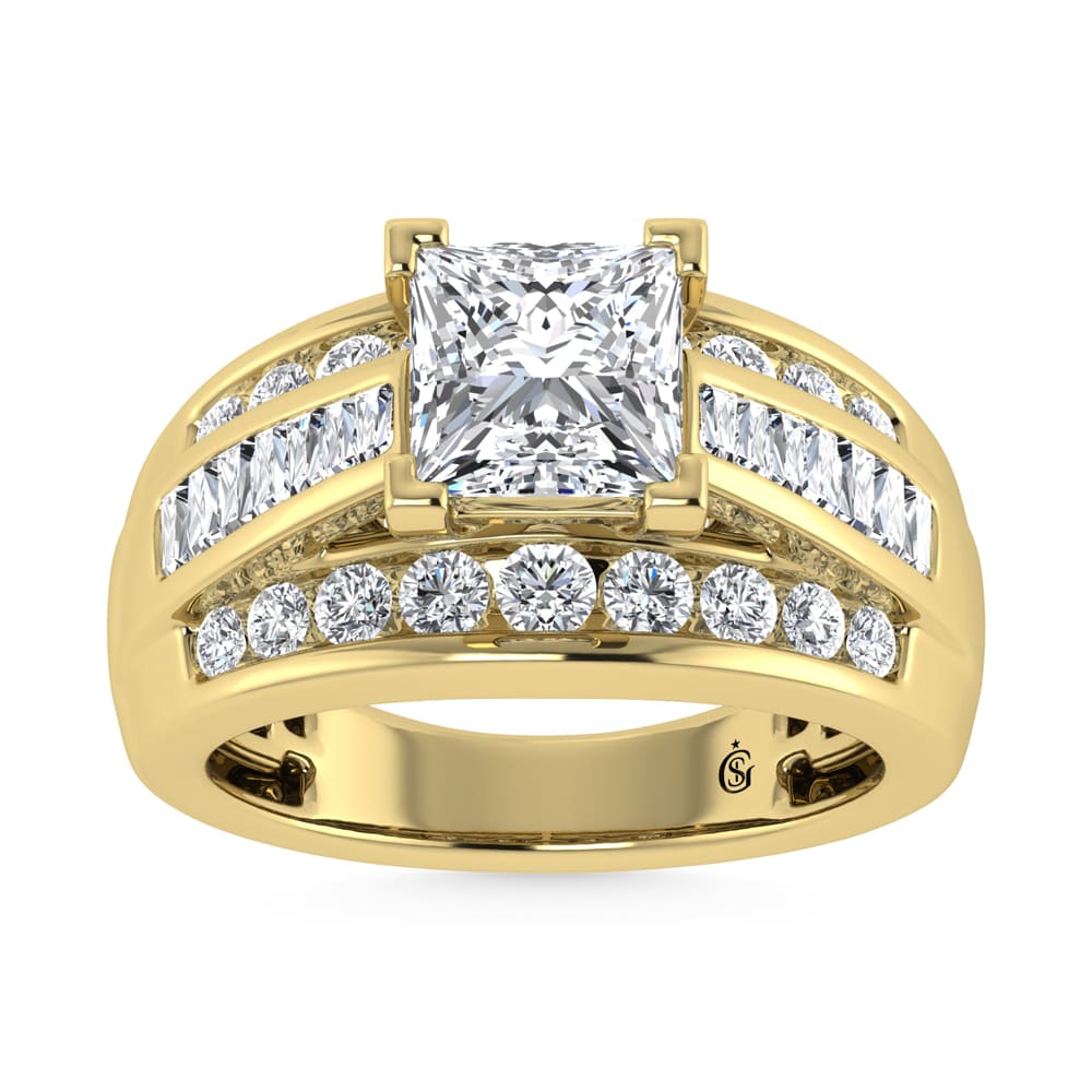 10K Yellow Gold Lab Grown Diamond 2 1/4 Ct.Tw. Princess Shape Engagement Ring (IGI Certified 1 1/2 CT)