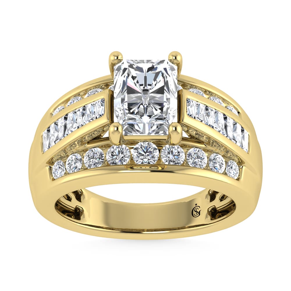 10K Yellow Gold Lab Grown Diamond 1 3/4 Ct.Tw. Radiant Shape Engagement Ring (IGI Certified 1CT)