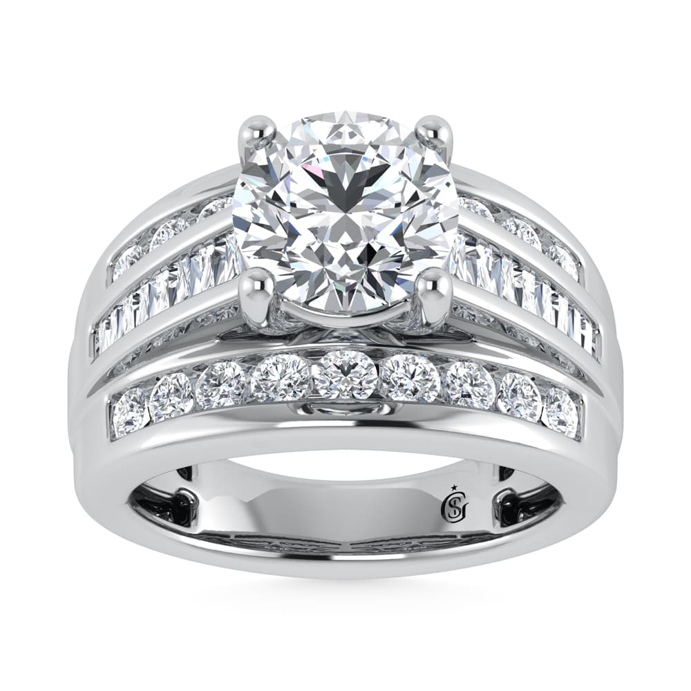 14K White Gold Lab Grown Diamond 5 Ct.Tw. Round Shape Engagement Ring (IGI Certified 4CT)