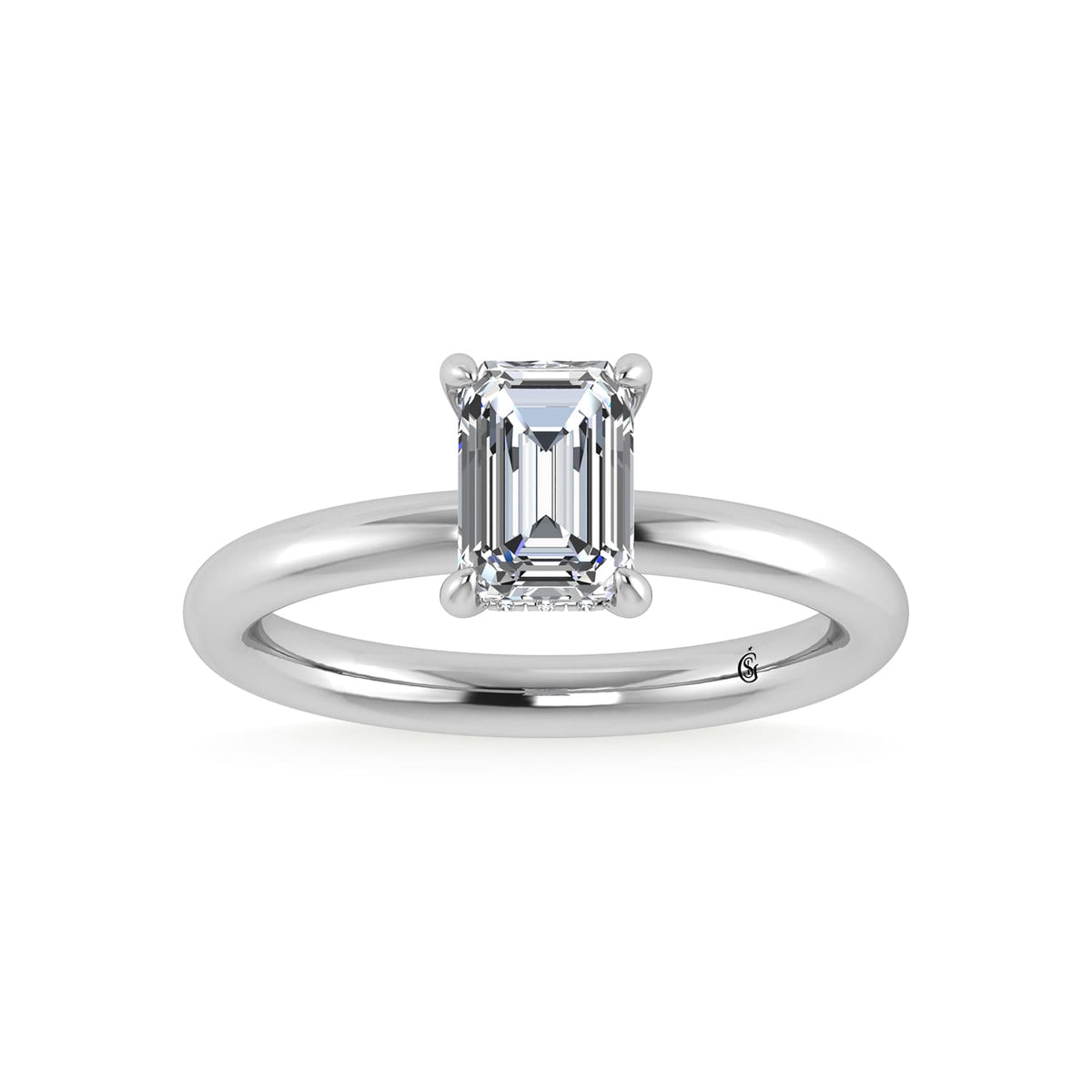 14K White Gold Lab Grown Diamond 1 1/2 Ct.Tw. Emerald Shape IGI Certified Engagement Ring (Center 1.5ct)