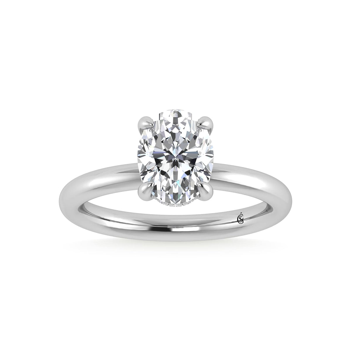 14K White Gold Lab Grown Diamond 2 1/20 Ct.Tw. Oval Shape IGI Certified Engagement Ring (Center 2ct)