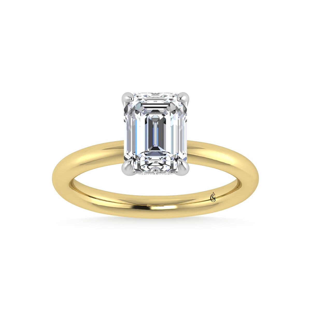 14K White Gold Lab Grown Diamond 2 1/20 Ct.Tw. Emerald Shape IGI Certified Engagement Ring (Center 2ct)