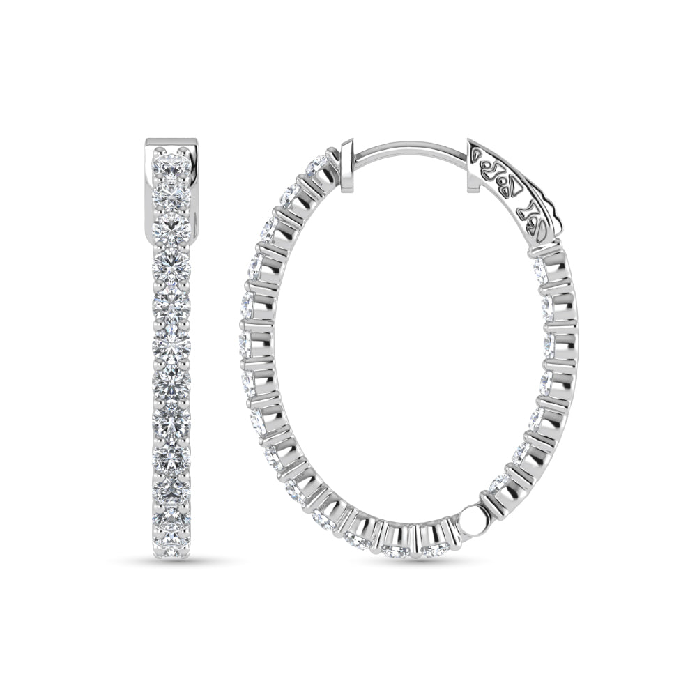 14K White Gold Lab Grown Diamond 2 3/4 Ct.Tw. Hoop Earrings