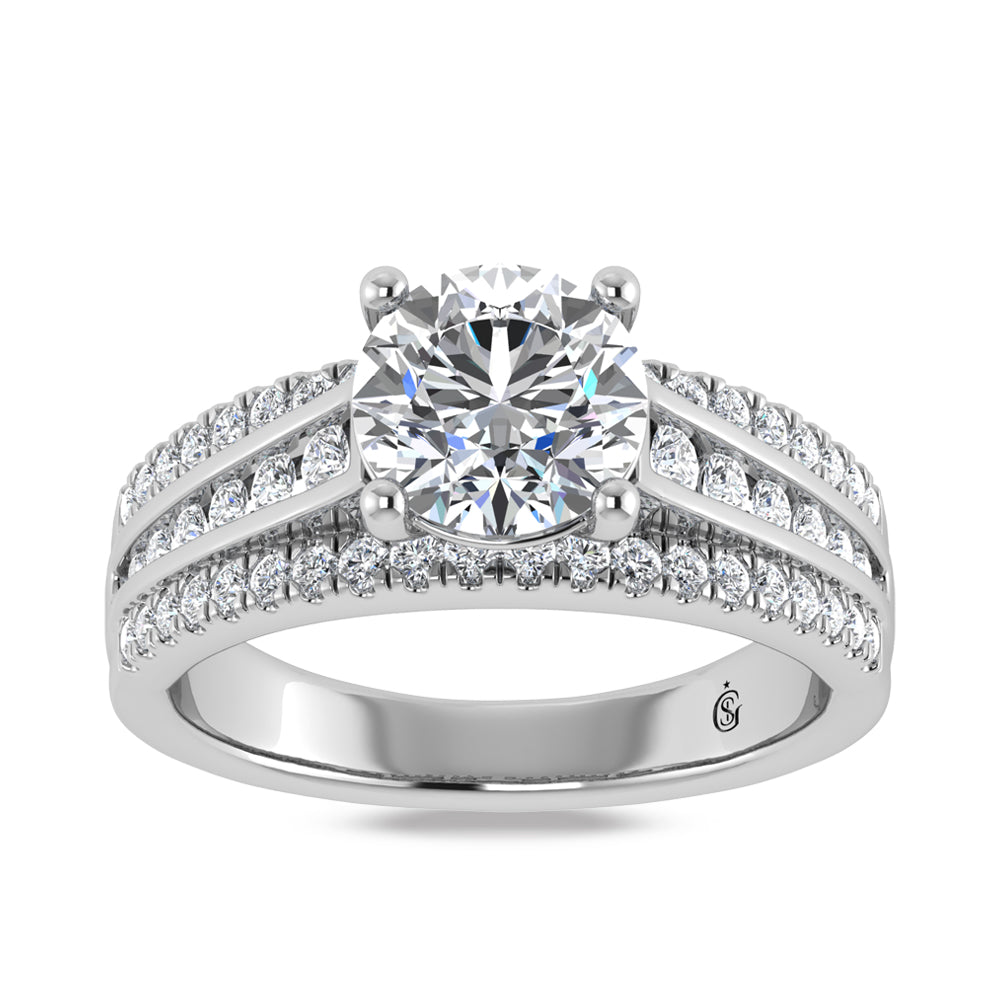 10K White Gold Labgrown Diamond 1 1/2 Ct.Tw. Round Shape Engagement Ring