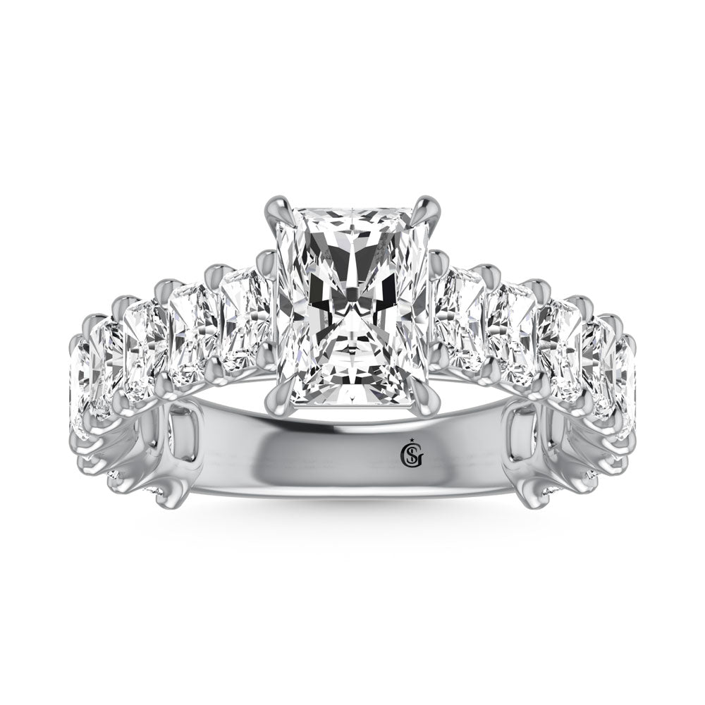 14K White Gold Lab Grown Diamond Radiant Cut 7 1/5 Ct.T. Engagement Ring