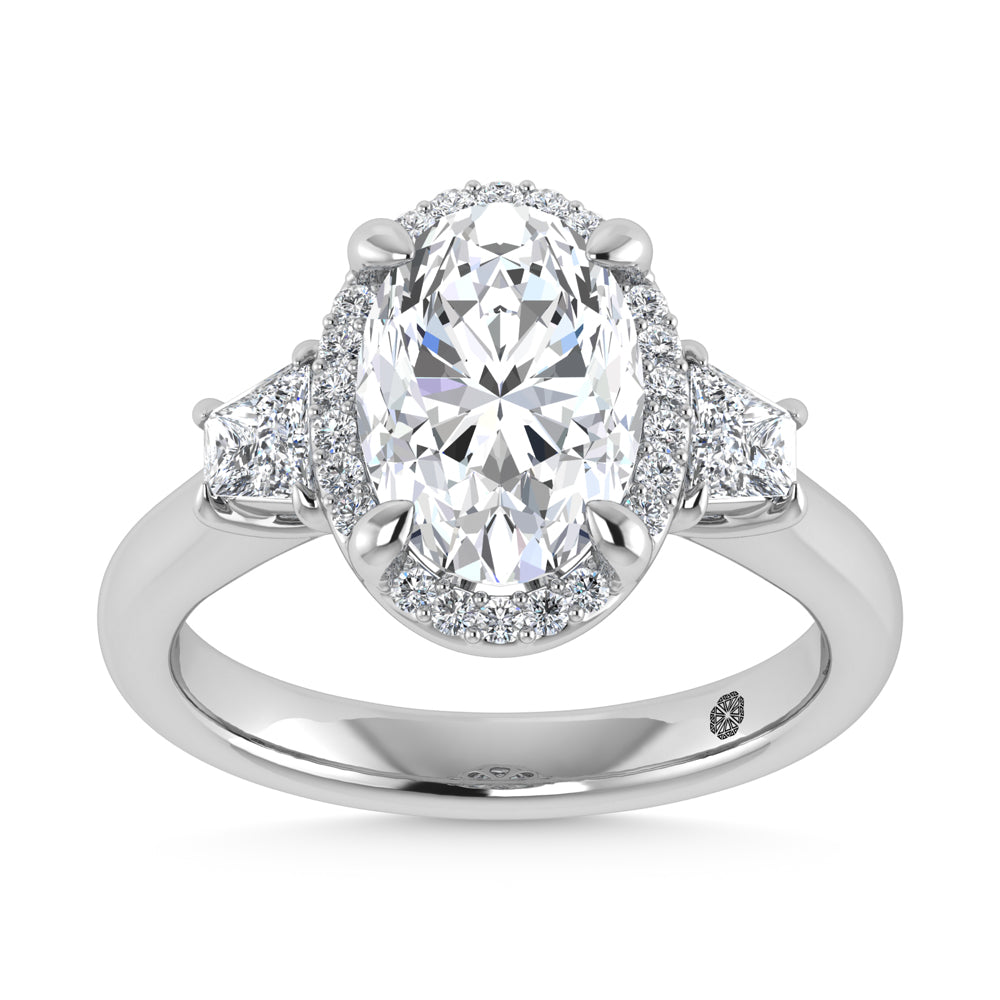 14K White Gold Labgrown Diamond 3 1/2 Ct.Tw. Engagement Ring (Center Oval 2ct)