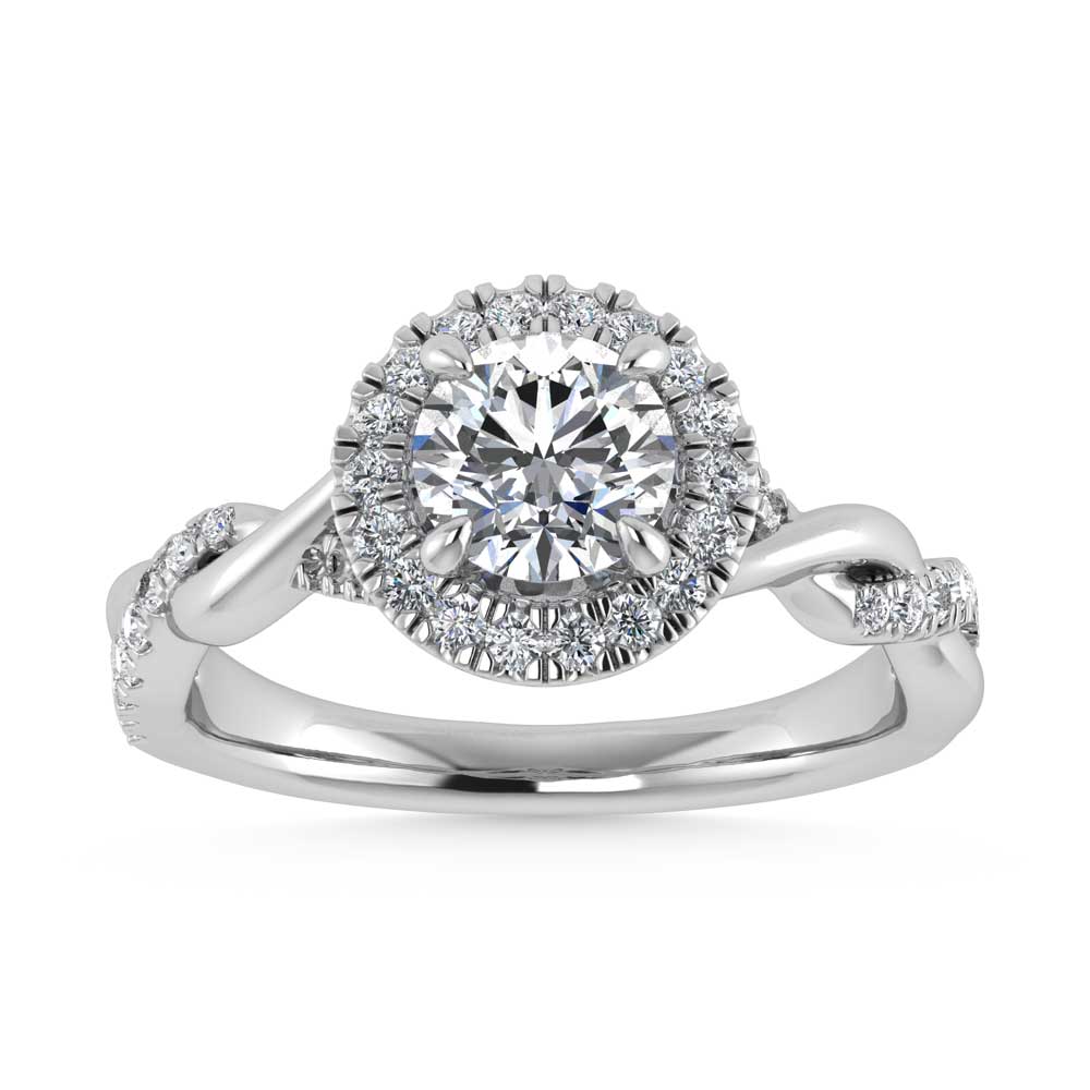 14K White Gold Lab Grown Diamond 1 1/4 Ct.Tw. Engagement Ring (Center Round 1ct)