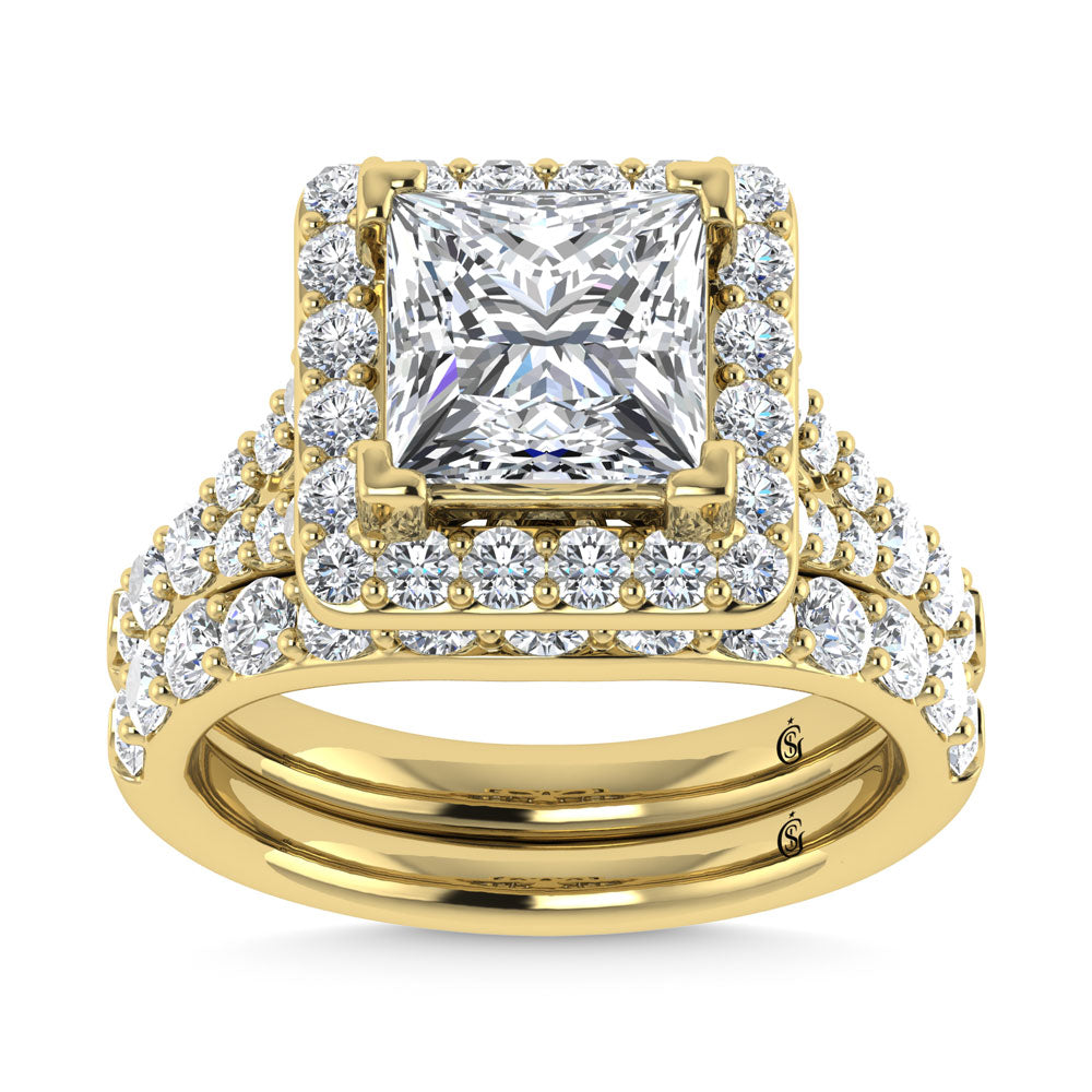14K Yellow Gold 4 7/8 Ct.Tw. Labgrown Diamond Bridal Ring (Center Princess)