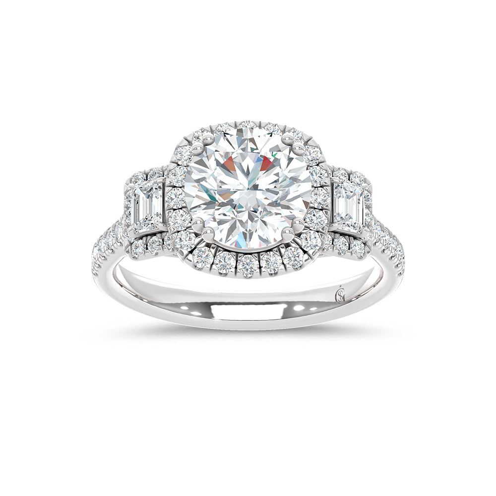 14K White Gold 2 3/4 Ct.Tw. Round Center Labgrown Diamond Engagement Ring (Center 2 ctw)