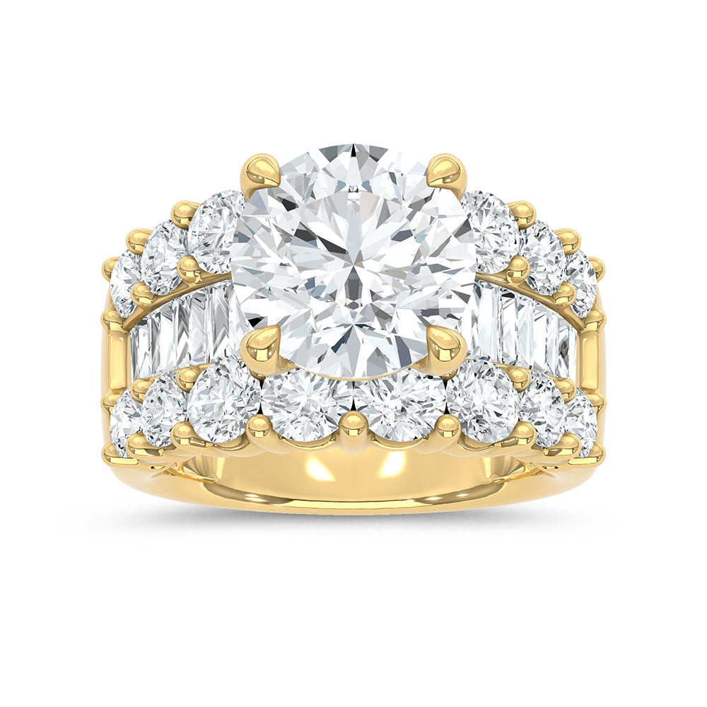 14K Yellow Gold Lab Grown Diamond 8 3/4 Ct.Tw. Engagement Ring (Round 5ct Center)