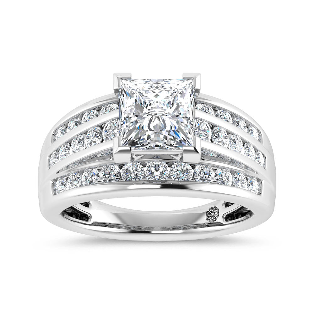 10K White Gold 3 Ct.Tw. Princess Center Labgrown Diamond Engagement Ring