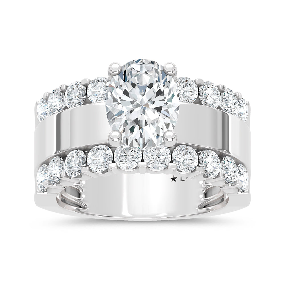 14K White Gold 3 1/2 Ct.Tw. Labgrown Diamond Oval Shape Engagement Ring (IGI CERTIFIED CENTER)