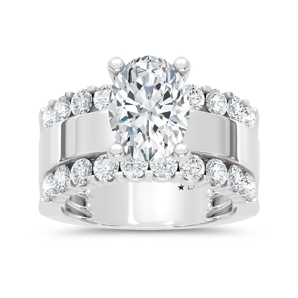 14K White Gold 4 1/2 Ct.Tw. Labgrown Diamond Oval Shape Machine Ring (IGI CERTIFIED CENTER)