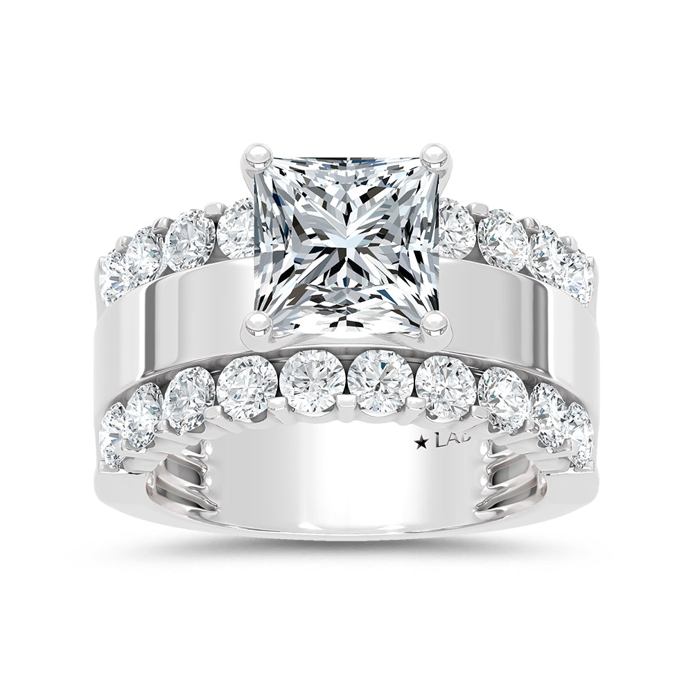 14K White Gold 3 1/2 Ct.Tw. Labgrown Diamond Princess Shape Engagement Ring (IGI CERTIFIED CENTER)