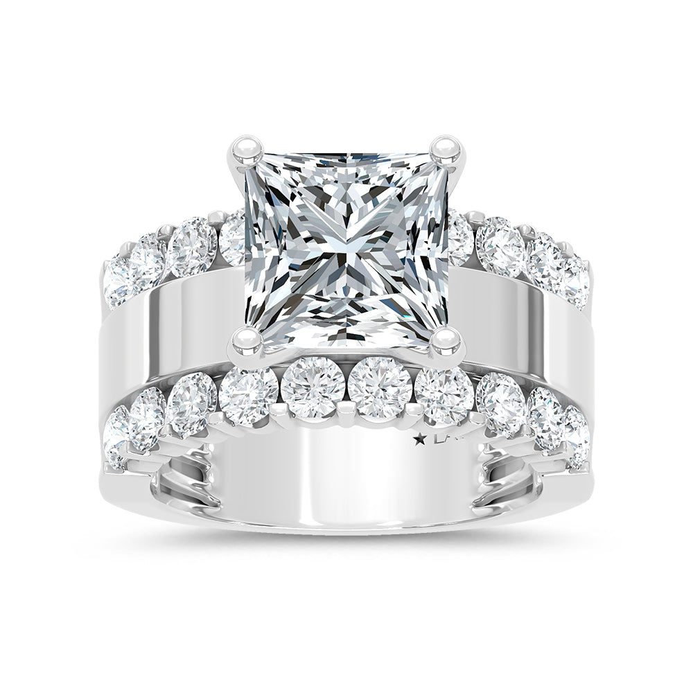 14K White Gold 4 1/2 Ct.Tw. Labgrown Diamond Princess Shape Machine Ring (IGI CERTIFIED CENTER)