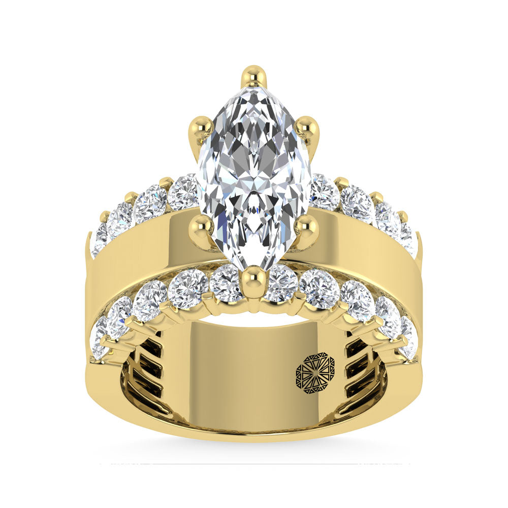 14K Yellow Gold 4 1/2 Ct.Tw. Labgrown Diamond Marquise Shape Machine Ring (IGI CERTIFIED CENTER)