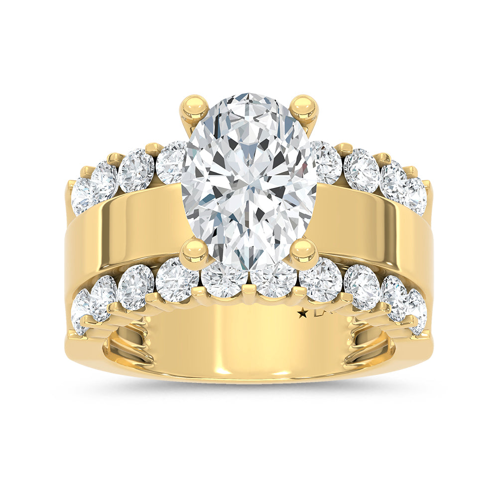 14K Yellow Gold 4 1/2 Ct.Tw. Labgrown Diamond Oval Shape Machine Ring (IGI CERTIFIED CENTER)