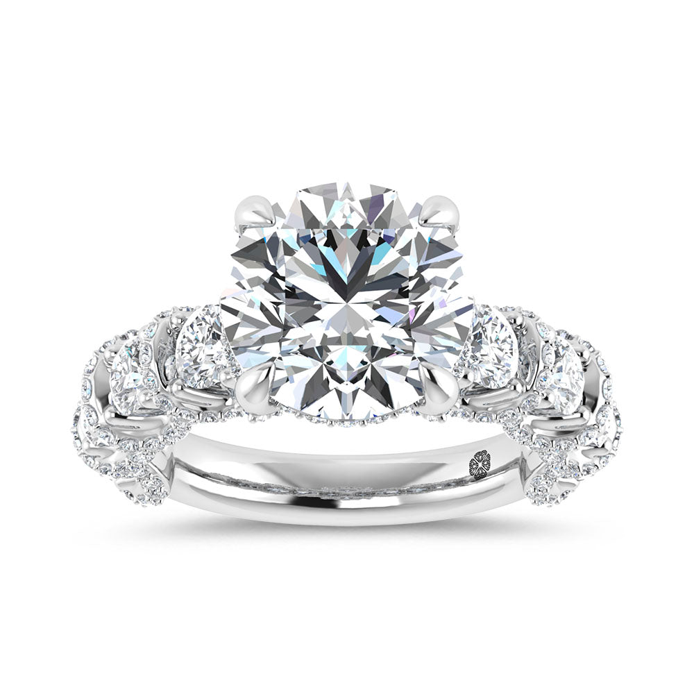 14K Yellow Gold Lab Grown Diamond Round Shape 7 Ct.Tw. Engagement Ring (Center 5 ctw)