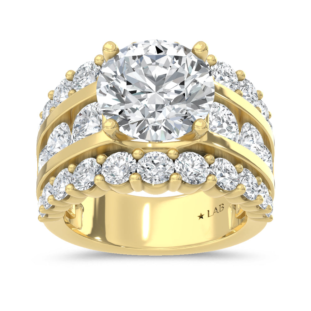 14K Yellow Gold Lab Grown Diamond  9 Ct.Tw. Round Shape Engagement Ring