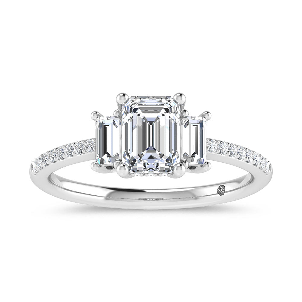 14K White Gold 1 1/4 Ct.Tw. Labgrown Diamond Three Stone Engagement Ring
