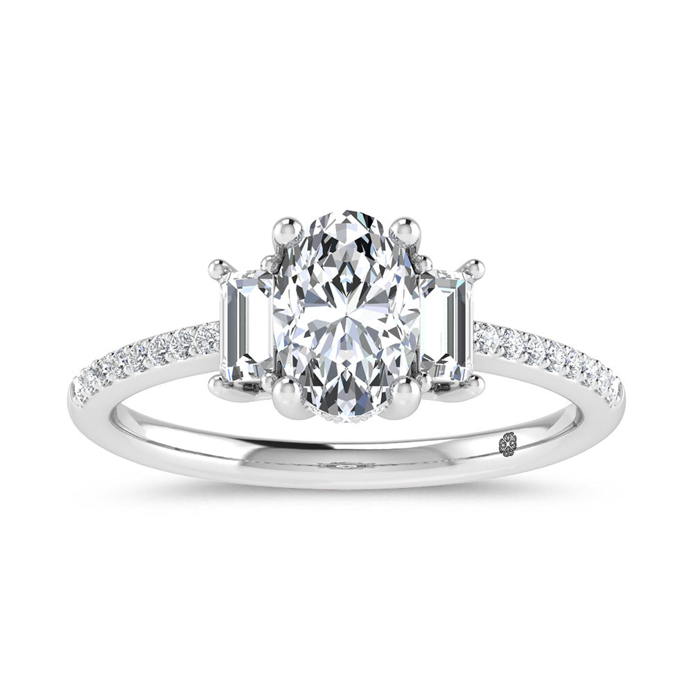 14K White Gold 1 1/4 Ct.Tw. Labgrown Diamond Three Stone Engagement Ring