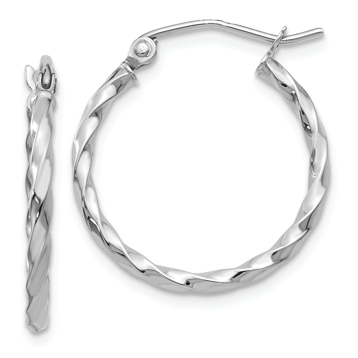14k WG Twist Polished Hoop Earring